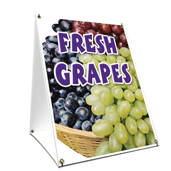 Signmission Fresh Grapes, 36 Inch x 24 Inch A-frame Yard Sign, Plastic Sign SBC-2436-Fresh Grapes - main