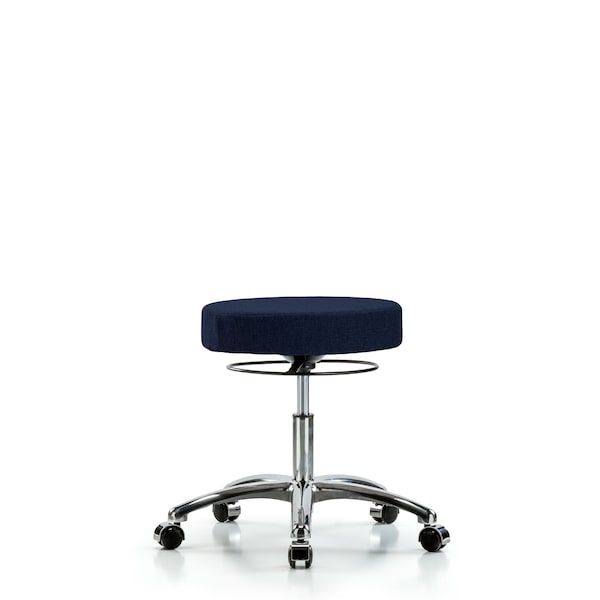 Blue Ridge Ergonomics Desk Stool, Chrome, Fabric, Casters, Nav BR-FDHSO-CR-CC-F45 - main