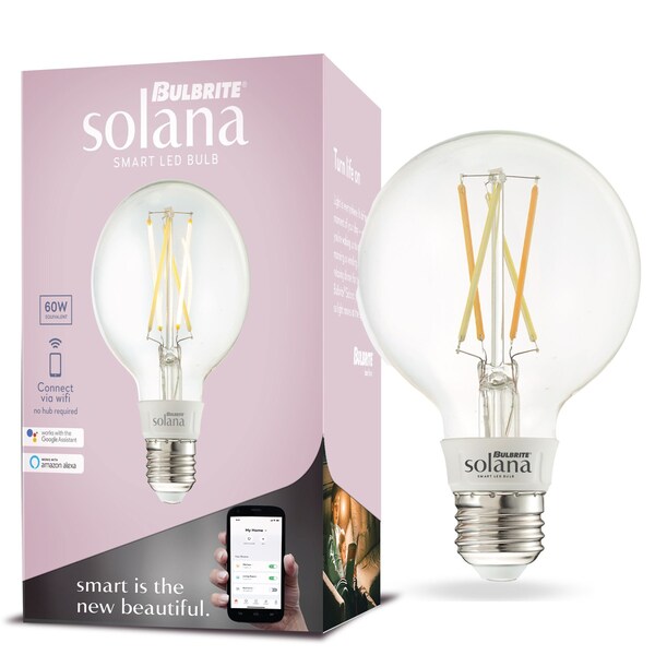 Bulbrite Solana 60-Watt Equivalent G25 LED Smart WIFI Connected LED Light Bulb, Clear, 2PK 861705 - main