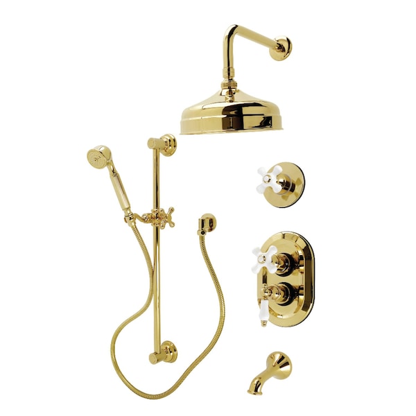 Kingston Brass Thermostatic Tub and Shower System, Polished Brass KSK36320PX - main