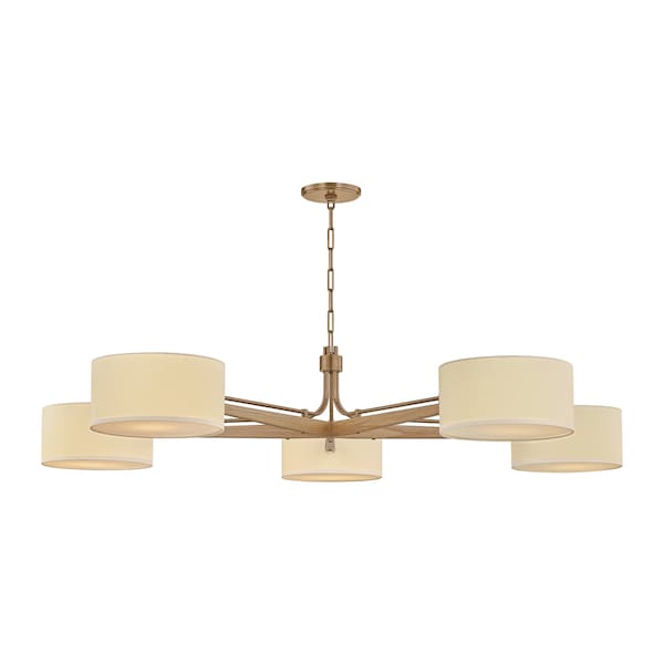 Troy Lighting Mailo 65in wide 5 Light Chandelier in Patina Brass F5665-PBR - main