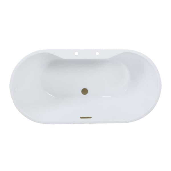 Kingston Brass 67" Acrylic Oval Double Ended Freestanding Tub with Drain, Glossy White/Antique Brass VT7DE673223C423 - main