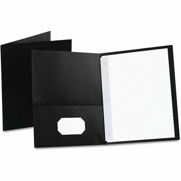 Tops Business Forms Oxford, Twin-Pocket Folders With 3 Fasteners, Letter, 1/2in Capacity, Black 25/box, 25PK 57706 - main