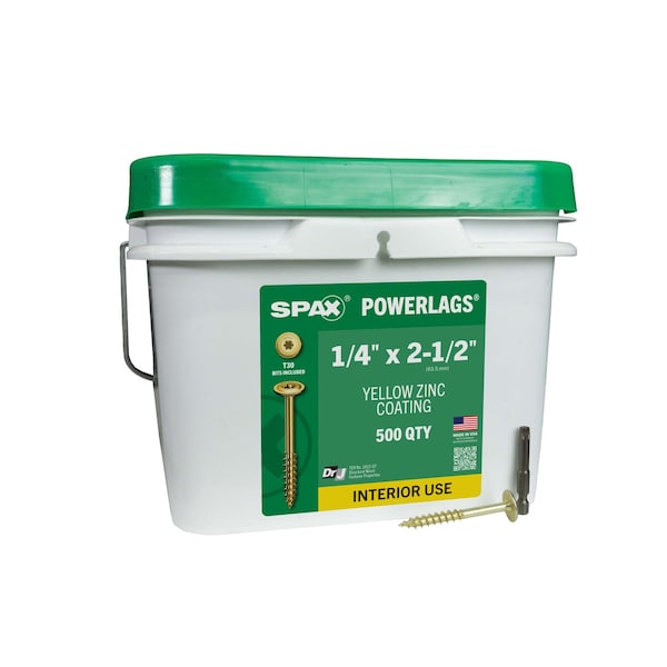 Spax 1/4 in x 2-1/2 in Interior Structural Wood Lag Screws Powerlags Washer Head T-Star Bulk Pail, 500PK 3581020700630 - main