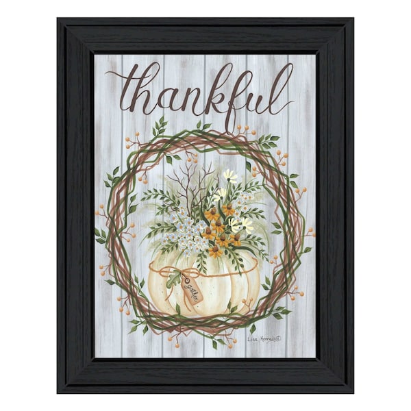 Homeroots Thankful Wreath Black Framed Print Wall Art 529985 - main