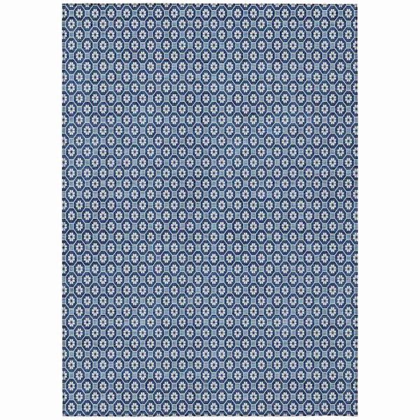 Homeroots 10' X 14' Blue And Sky Blue Floral Washable Indoor Outdoor Area Rug 610647 - main