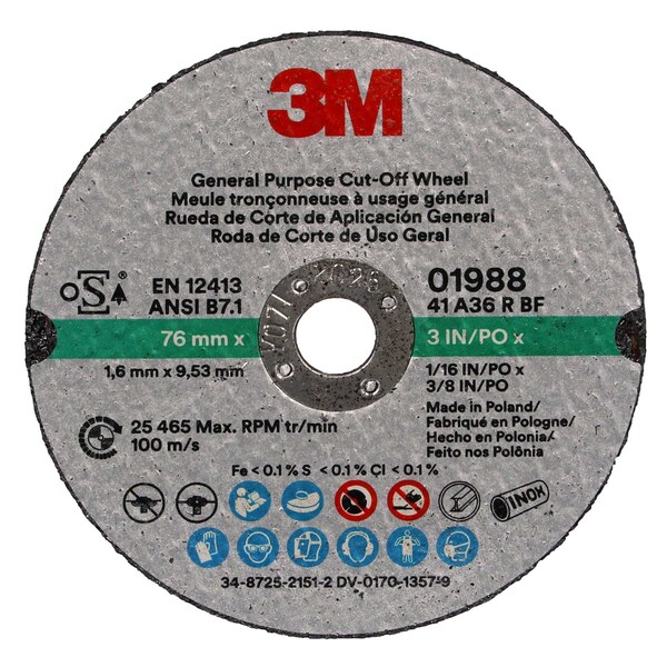 3M Type 1, 3 in Dia, 0.0625 in Thick, Aluminum Oxide 1988 - main