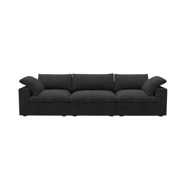 Homeroots Black Linen Blend Modular Rectangular Three Piece Corner Sectional 714581 - main