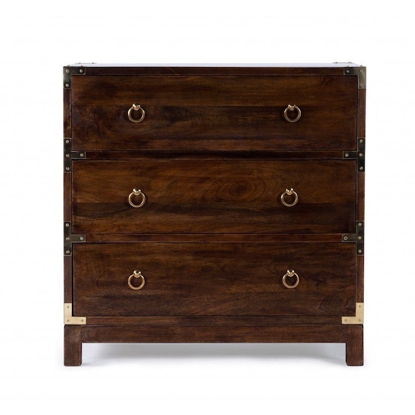 Homeroots 28" Brown Solid Wood Three Drawer Dresser 389787 - main