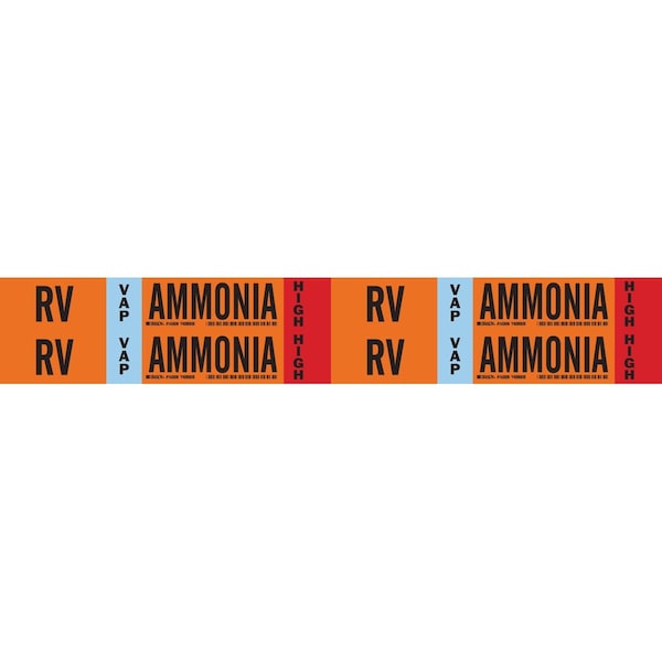 Brady RV VAP AMMONIA HIGH Pipe Marker, 1.125in H x 7in W, Card of 4 EA, 4PK 145906 - main