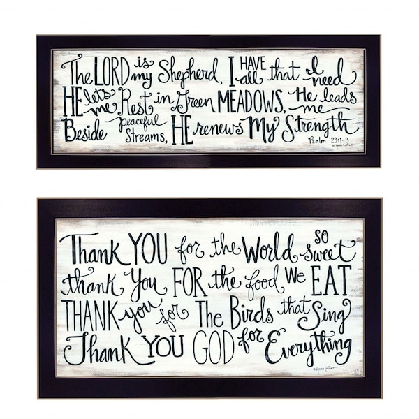 Homeroots Set Of Two Thank You Lord 2 Black Framed Print Wall Art, 2PK 405969 - main