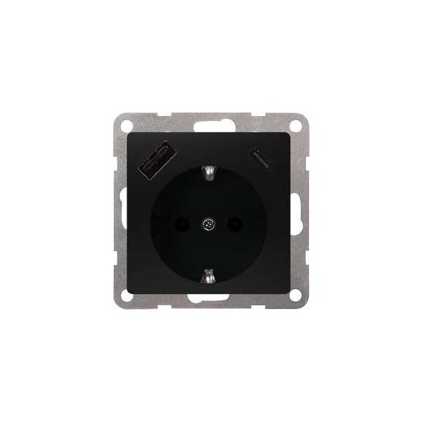 Siemens DELTA i-system soft black USB-SCHUKO socket outlet 2 USB A+C Power: Up to 5UB1970-1SB01 - main