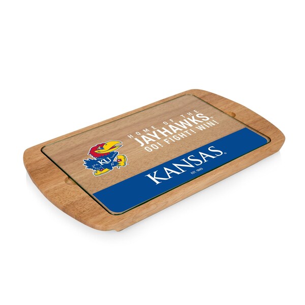 Picnic Time Family Of Brands NCAA Kansas Jayhawks Billboard Glass Top Cheese Board - Charcuterie Boards, Parawood 911-01-505-244-0 - main