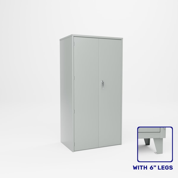 Pucel Heavy Duty Storage Cabinet with 6in Legs, 36in W x 78in H x 24in D, with 4 Adjustable Shelves, Gray HDSC-3672-24-4L - main