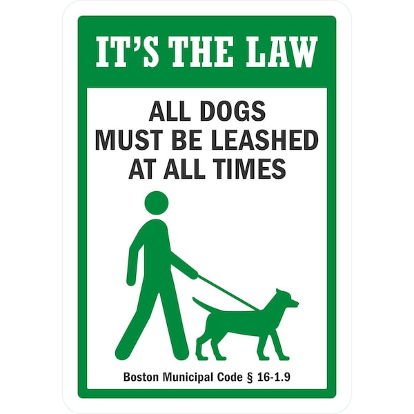 Lyle It's The Law, All Dogs Must Be Leashed At All Times, 7x10, Non-Reflective, White G-17041-NA_7x10 - main