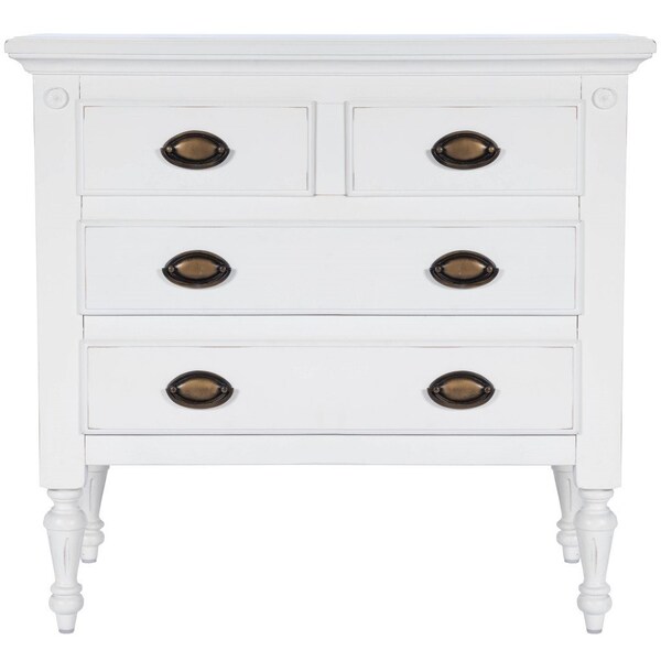 Homeroots 32" White Solid Wood Four Drawer Gentlemans Chest 389777 - main