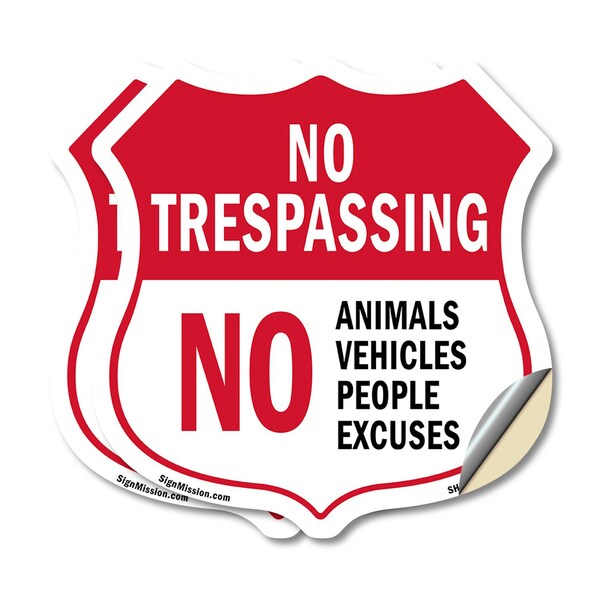 Signmission No Trespassing Shield Sign No Animals Ve, 18 inch X 18 inch, Vinyl Decal, 2PK SHI-D-2PACK-18-413 - main