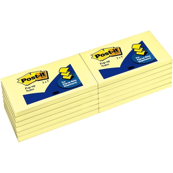 3M Post-it, Original Canary Yellow Pop-Up Refill, 3 X 5, 12PK R350YW - main