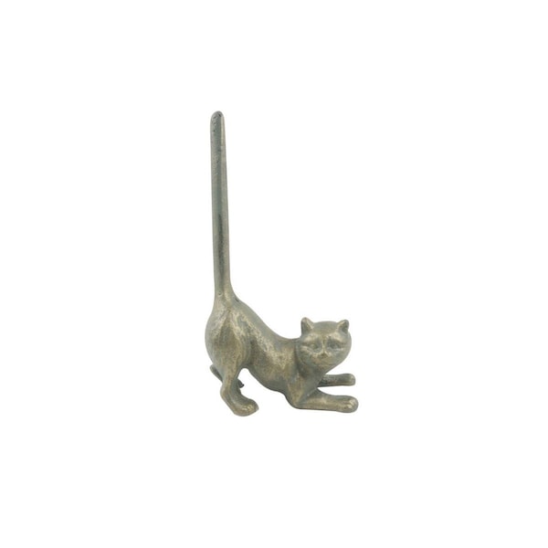 Handcrafted Model Ships 10 x 3 x 5 in. Antique Bronze Cast Iron Cat Extra Toilet Paper Stand K-1331-bronze-Toilet - main