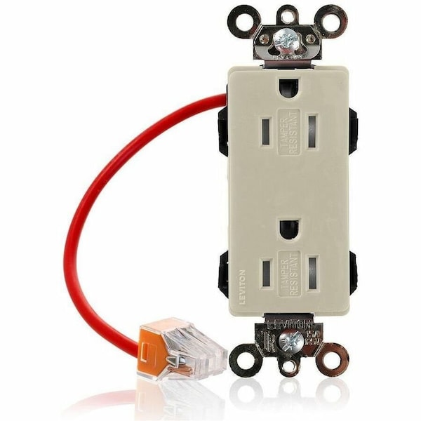 Leviton Straight Blade Receptacle, 5-15R, 15 A, 125V AC, Surface Mount, Self-Grounded MT162-SCI - main