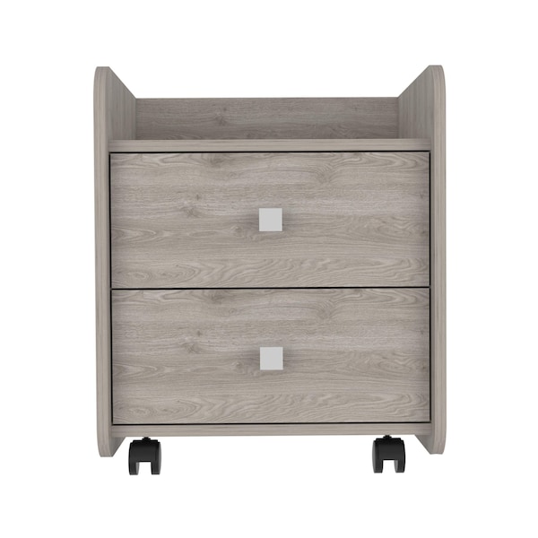 Homeroots 22" Gray Wood Two Drawer Nightstand 543671 - main