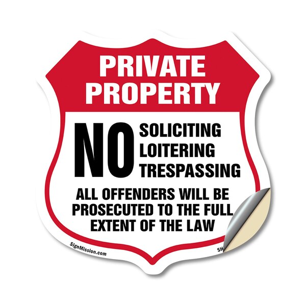 Signmission Private Property Shield Sign No Soliciti, 18 Inch X 18 Inch, Vinyl Decal SHI-D-18-451 - main