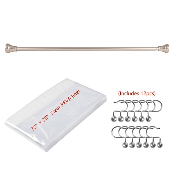 Utopia Alley 72 in. Adjustable Shower Curtain Tension Rod, Brushed Nickel Finish FH72BN - main