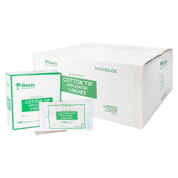 Oasis Cotton-Tipped Applicators 3", Non-Sterile, 10000PK CTA3-CS - main