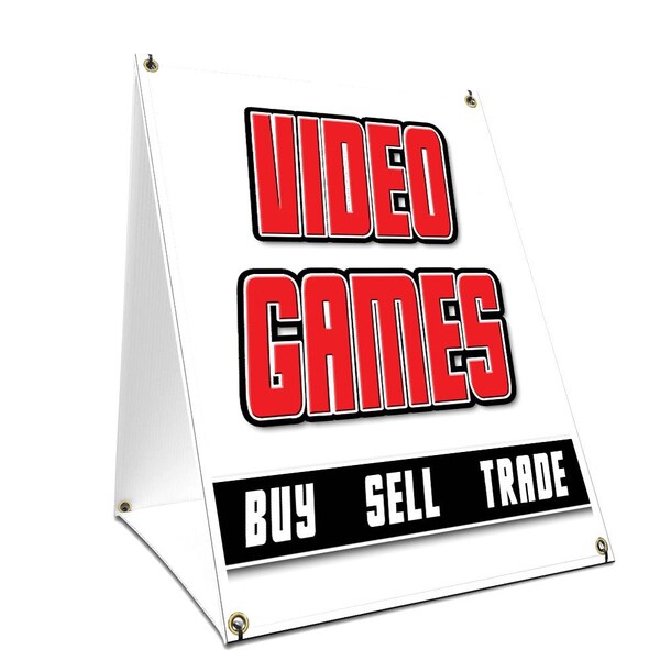 Signmission Video Games, 36 Inch x 24 Inch A-frame Yard Sign, Plastic Sign SBC-2436-Video Games - main