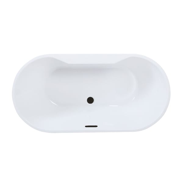 Kingston Brass 67" Acrylic Oval Double Ended Freestanding Tub with Drain, Glossy White/Matte Black VTDE673223C420 - main