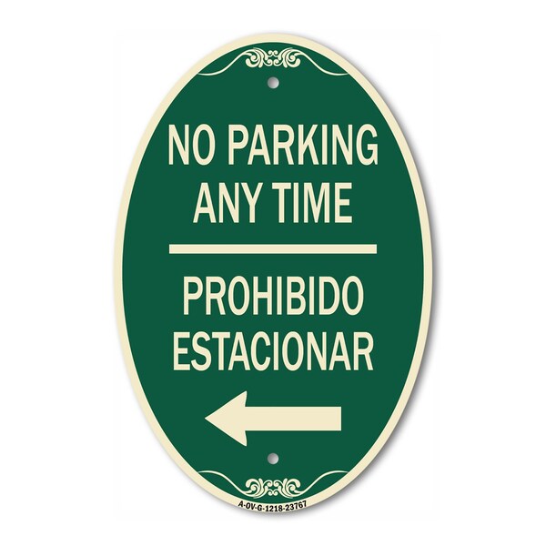 Signmission No Parking Anytime Prohibido Estacionar With, 12 In X 18 In Architectural, Heavy Gauge Aluminum A-OV-G-1218-23767 - main