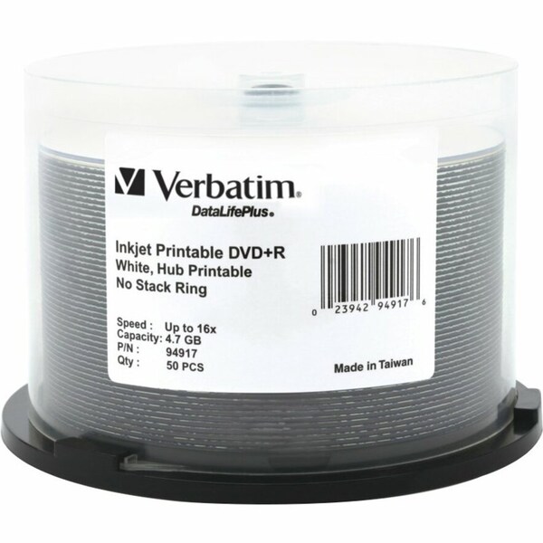 Verbatim DVD+R Disc, 4.70 GB, 120 min, 16x, PK50 VER94917 - main