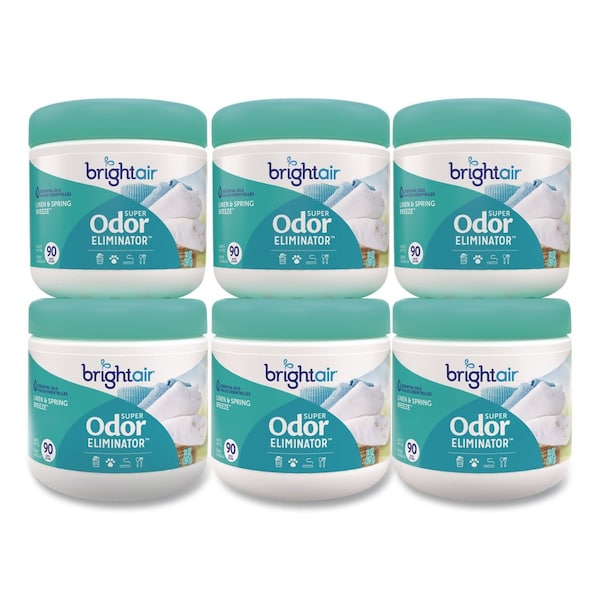 Bright Air Super Odor Eliminator, Linen and Spring Breeze, 14 oz Jar, 6PK 901046CT - main