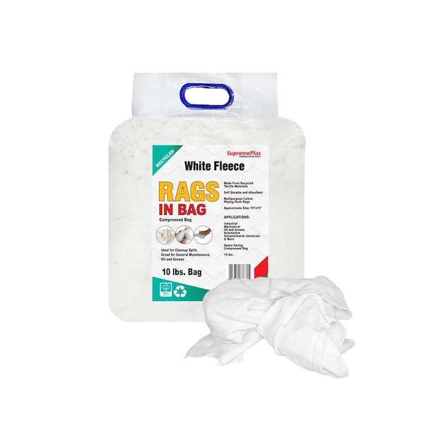 Supremeplus Recycled White Sweatshirt Cleaning Rags 10 lbs. Bag SP-6304 - main