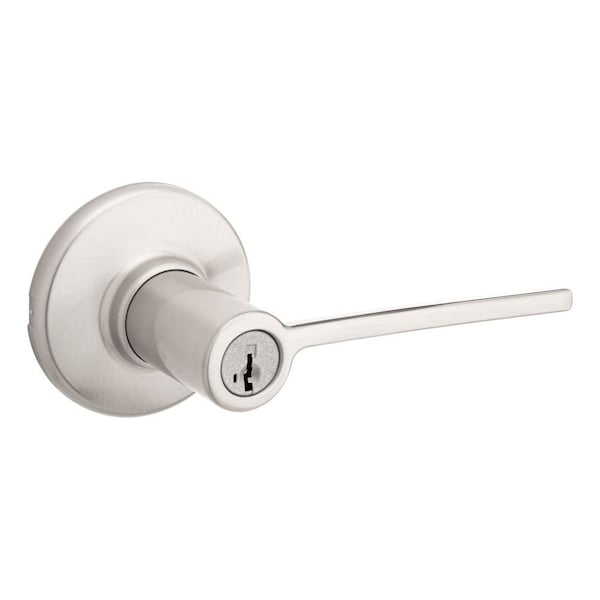 Kwikset Ladera Lever , Round Rose Entry Door Lock , New Chassis and 6AL Latch, RCS Strike Satin Nickel Finish 405LRLRDT-15 - main