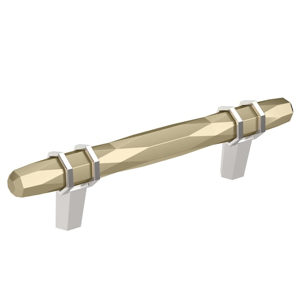 Amerock London 3-3/4 in 96 mm Center-to-Center Golden Champagne/Polished Chrome Cabinet Pull BP36648BBZ26 - main