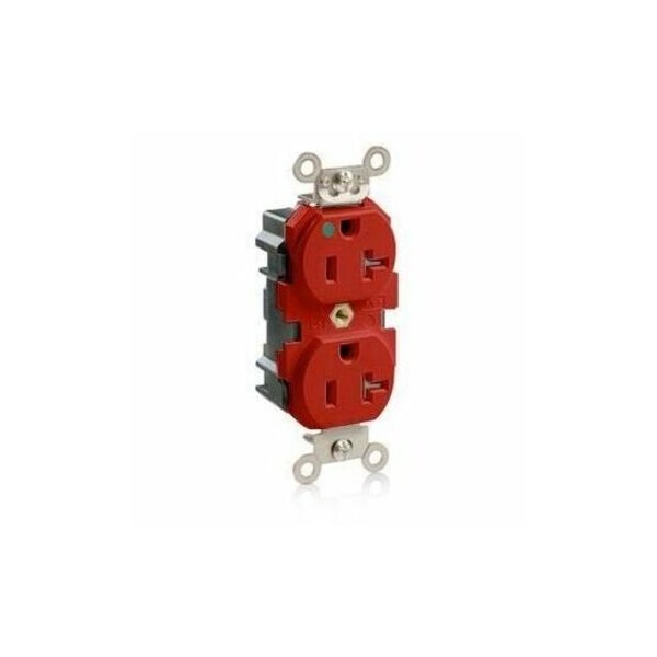 Leviton Duplex Straight Blade Receptacle, 5-20R, 20 A, 125V AC, 2 Pole, 3 Wire, Surface Mount M8300-SGR - main
