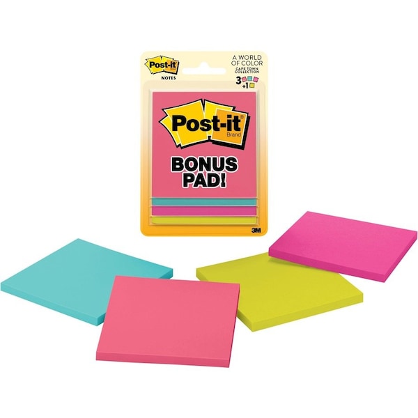 Post-It Ultra Lined Sticky Note, 3 x 3 in, Assorted, 50-Sheet 6301 - main