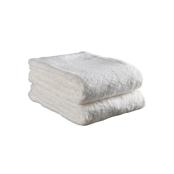 Homeroots Set of Two White Cotton 30" X 54" Quick Dry Terry Cloth Bath Towels, 2PK 700323 - main