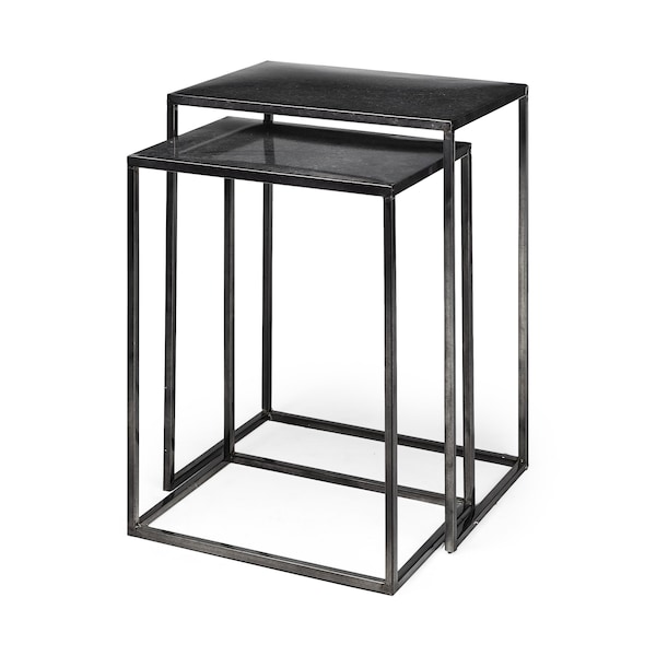 Homeroots Set of Two Black Iron Nested Tables, 2PK 605411 - main