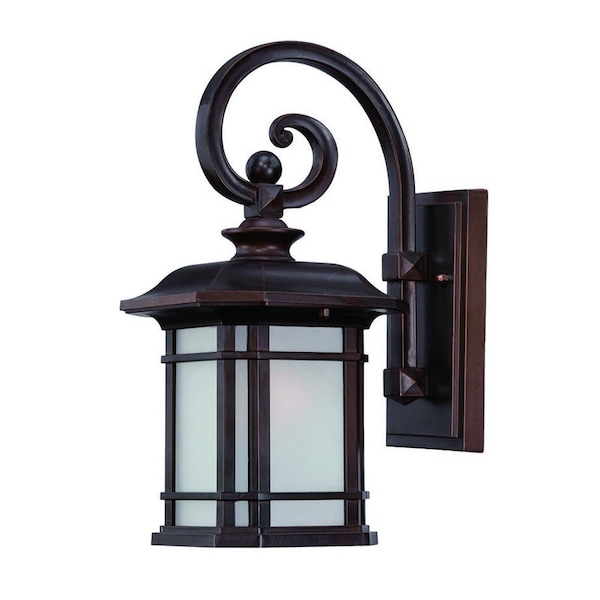 Homeroots Antique Bronze Frosted Linen Glass Lantern Wall Light 398625 - main
