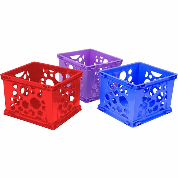 Storex Premium Storage Crate, 17.3 in L, 14.3 in W, 10.5 in H, Assorted Bright, 3 PK STX61797U03C - main