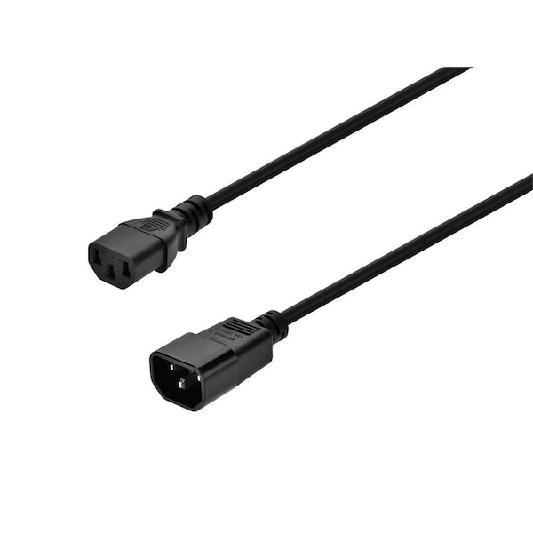 Monoprice SJT Extension Cord, 16 AWG, Indoor, 16/3, 1 Outlets, IEC 60320 C13, Black, IEC 60320 C14, 3 ft 6452 - main