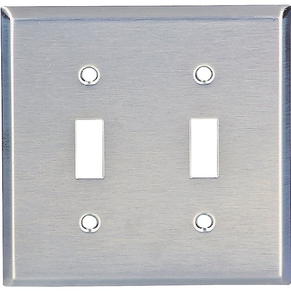 Eaton Wiring Devices 93072-BOX Wallplate, 4-1/2 in L, 4.56 in W, 2 -Gang, Stainless Steel, Satin 93072-BOX1 - main