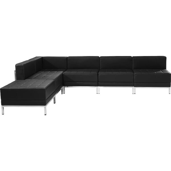 Flash Furniture 6 pcs. Living Room Set, 28-1/2", 84-1/2" x 27-1/2", Upholstery Color: Black ZB-IMAG-SECT-SET10-GG - main