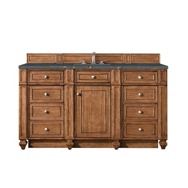 James Martin Vanities Bristol 60'' S Vanity, Saddle Brown w/ Parisien Bleu Silestone Top w/FreePower Wireless Charger 157-V60S-SBR-FPBL - main
