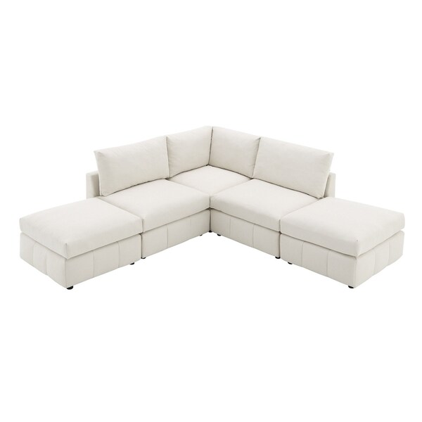 Homeroots 93" Beige Fabric Modular Sleeper Sofa With Ottoman 568276 - main