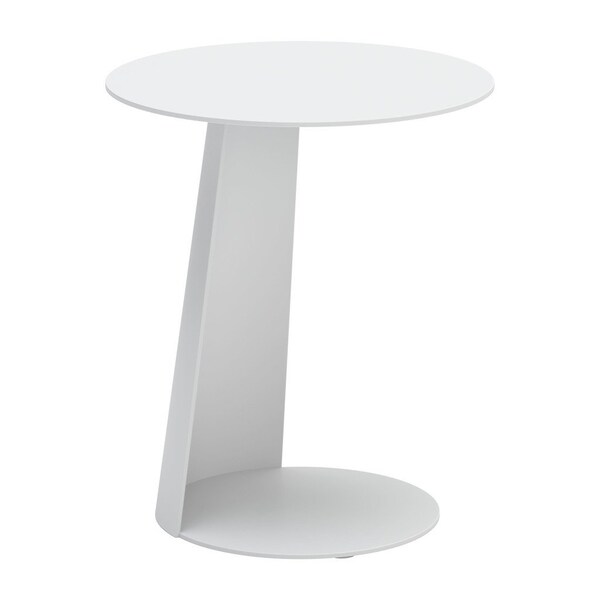 Homeroots 16" White Aluminum Rounded Outdoor Side Table 556544 - main