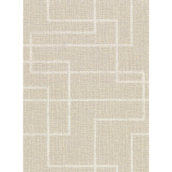 Warner Clarendon Wheat Geometric Faux Grasscloth Wallpaper 2921-50505 - main