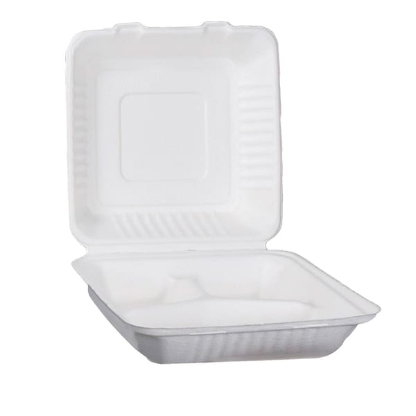 Rdi Bagasse Clamshell 9x9 3-Compartment 200cs, 200PK CLM-BGS-993 - main